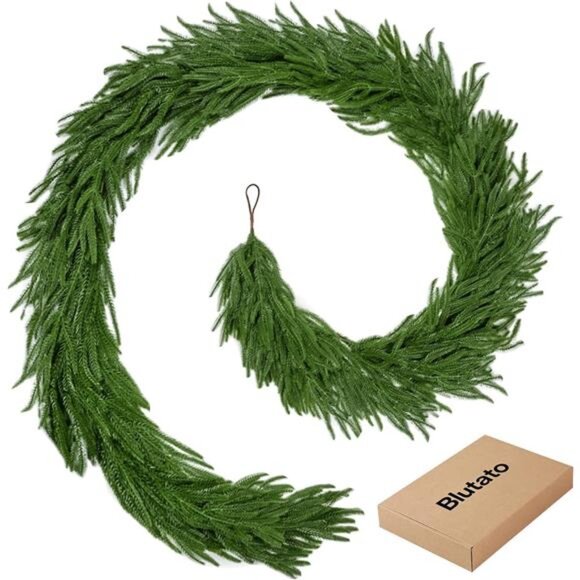 9 FT Artificial Norfolk Pine Garlands, Realistic Christmas Greenery Garland - Picture 2 of 7